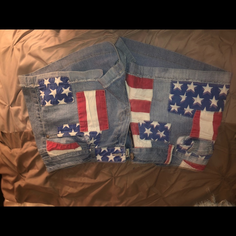 American flag jean shorts